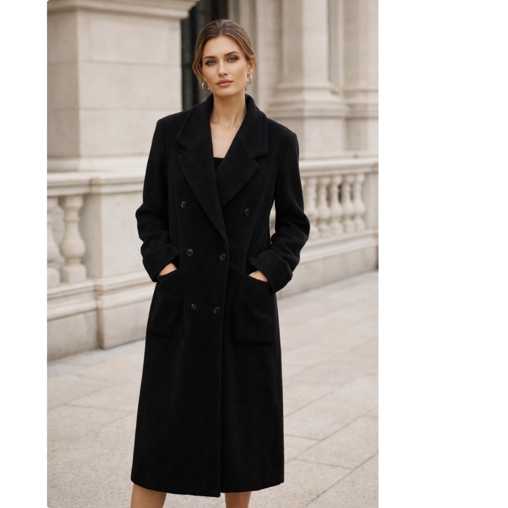KLAUS STEILMANN Black Cashmere Double-Breasted Women's Coat EU 36
